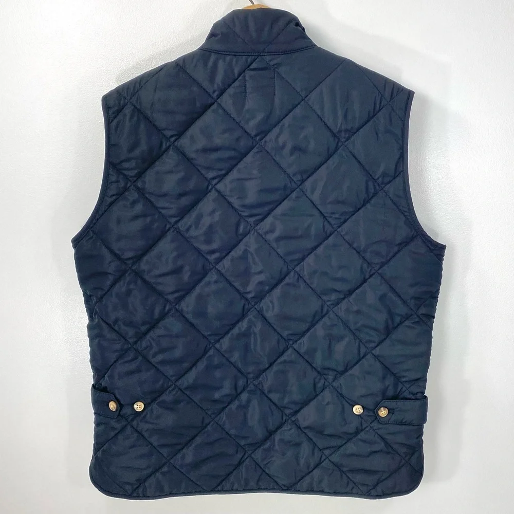 J. Crew Authentic Outerwear New York NY Black Olive Green Quilted Zip Up Vest M